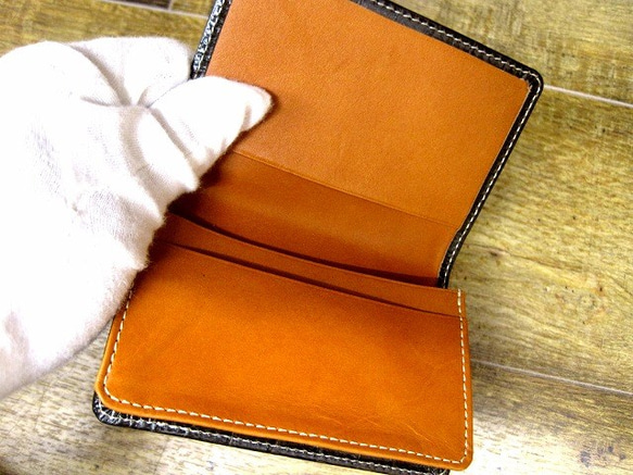 Real leather card case/Embossing Crocodile pattern 第2張的照片