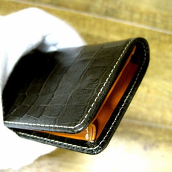 Real leather card case/Embossing Crocodile pattern 第3張的照片