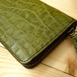 Real leather wallet/Embossing Stee leather/Crocodile pattern 第2張的照片