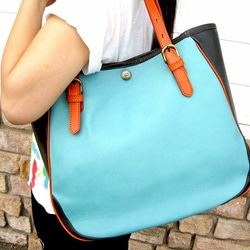 Real leather bag/Cow leather/Marine Blue 第1張的照片