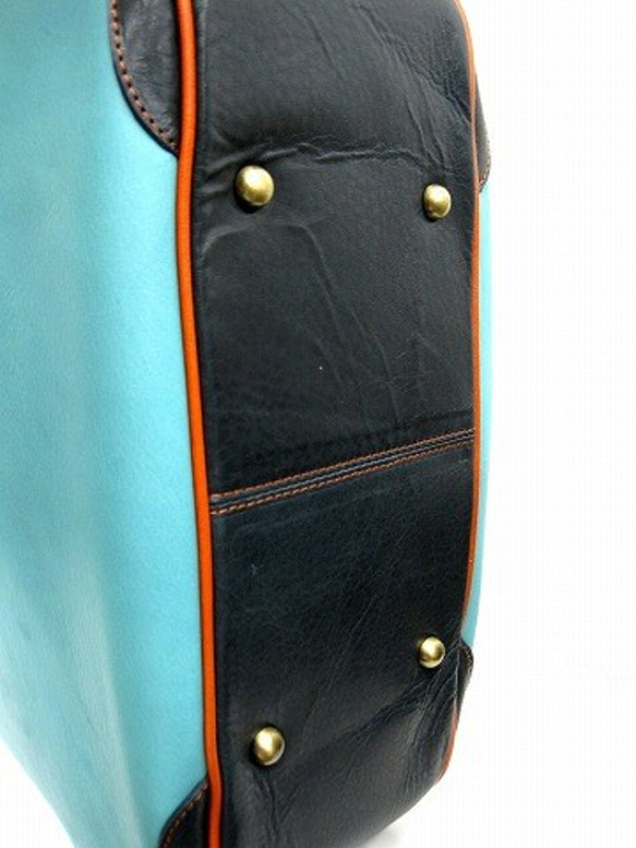 Real leather bag/Cow leather/Marine Blue 第5張的照片