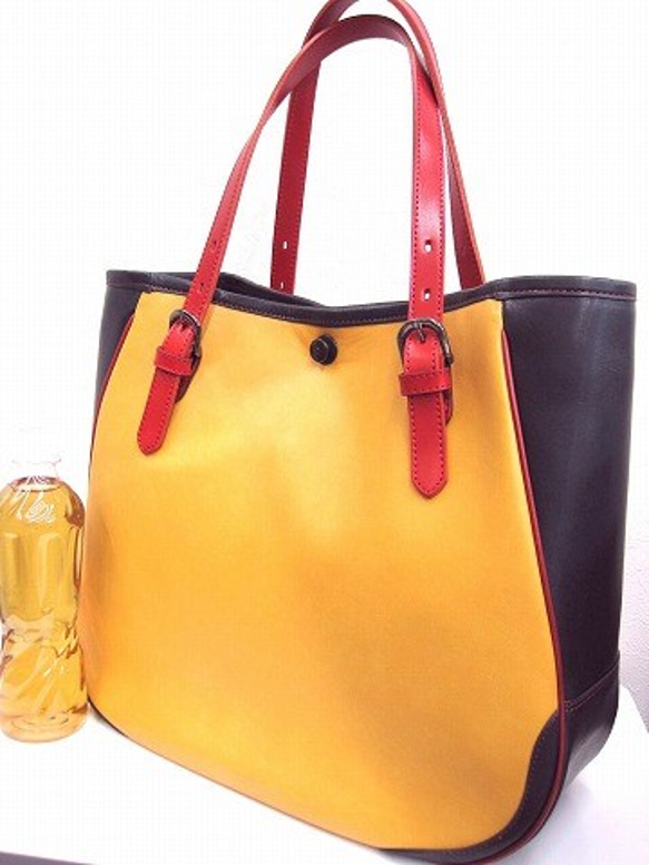 Real leather bag/Cow leather/sunlight Yell 第2張的照片