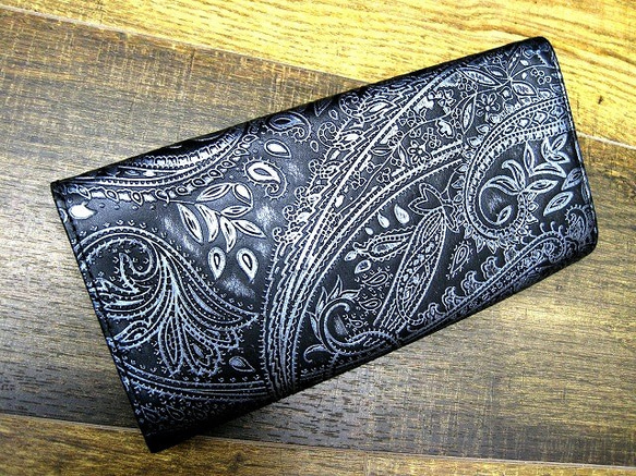 Real leather wallet/Embossing Steer leather/Paisley pattern 第1張的照片