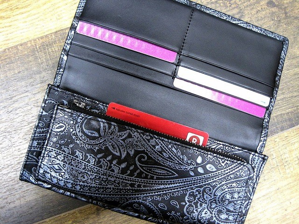 Real leather wallet/Embossing Steer leather/Paisley pattern 第2張的照片