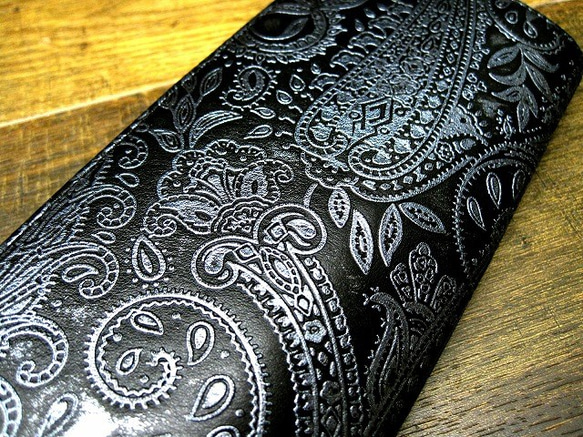 Real leather wallet/Embossing Steer leather/Paisley pattern 第7張的照片