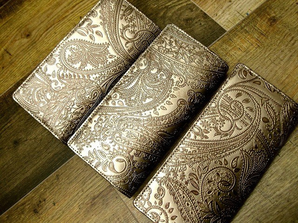 Real leather wallet/Embossing Steer leather/Paisley pattern 第8張的照片