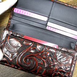 Real leather wallet/Embossing Steer leather/Rose pattern 第2張的照片