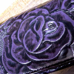 Real leather wallet/Embossing Steer leather/Rose pattern 第7張的照片