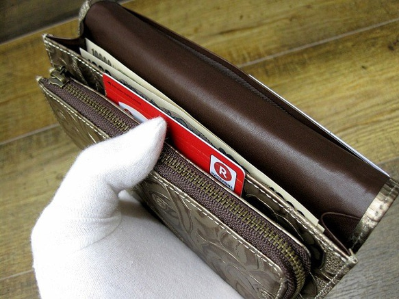 Real leather wallet/Embossing Steer leather/Rose pattern 第3張的照片