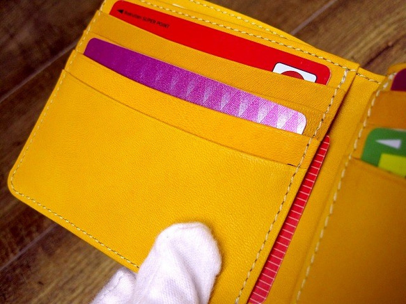 Real leather wallet/Goat & Cow Leather/Flame Orange 第4張的照片