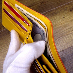 Real leather wallet/Embossed Leather/Heart Patten Orange 第3張的照片