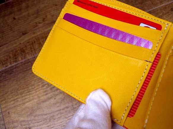 Real leather wallet/Embossed Leather/Heart Patten Orange 第4張的照片