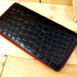 Real leather wallet/Embossing Cow leather/Crocodile pattern 第1張的照片