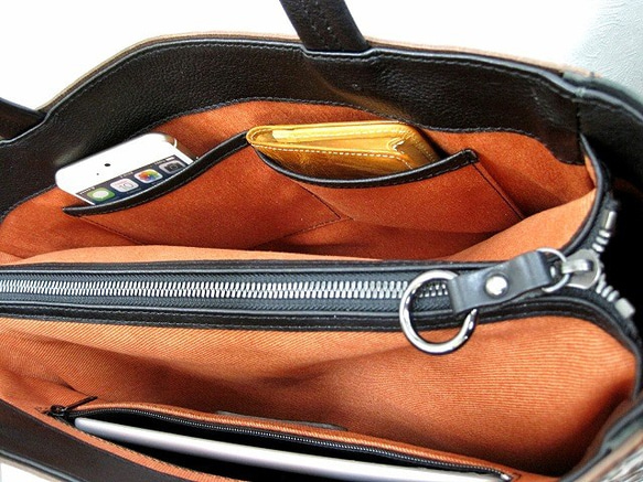 『Creema限定セット』薔薇柄オレンジ 本革トートバッグとお財布の２点セット！ 2枚目の画像
