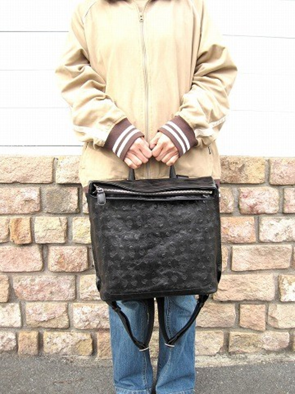 Real leather backpack/Embossing leather/Turtle pattern 第10張的照片