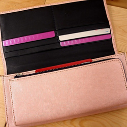 Real leather wallet/Embossing Kip leather/Pearl Pink 第2張的照片