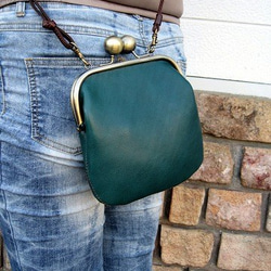 Real Leather pochette with grasp/Green 第6張的照片