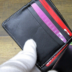 Real leather wallet/Embossed Leather/Turtle Pattern Black 第4張的照片