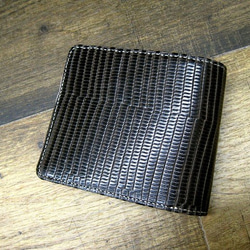 Real leather wallet/Embossed Leather/Iguana Pattern Black 第1張的照片