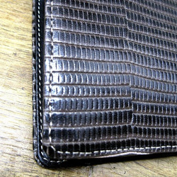 Real leather wallet/Embossed Leather/Iguana Pattern Black 第8張的照片