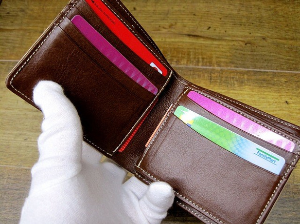 本革二つ折財布 ポケットたくさん多機能！ 薔薇柄型押ブロンズゴールド 2枚目の画像