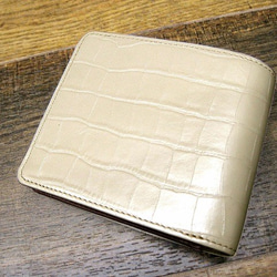 Real leather wallet/Embossed Leather/Croco Pattern Pearl 第1張的照片