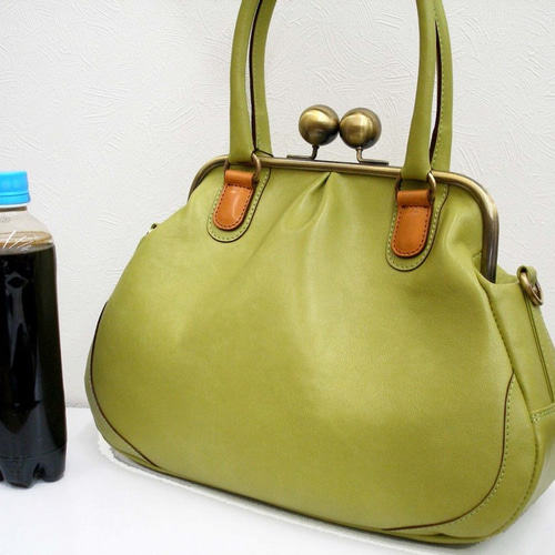 受注生産】ショルダー＆手提げの2WAY がま口バッグ 大 マジかえる