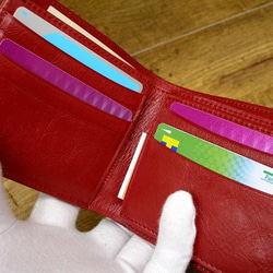 Real leather wallet/Embossed Leather/Rose Pattern Red 第2張的照片