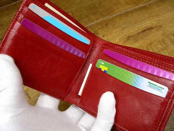 Real leather wallet/Embossed Leather/Rose Pattern Red 第2張的照片