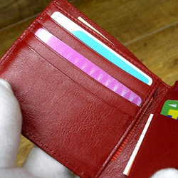 Real leather wallet/Embossed Leather/Rose Pattern Red 第4張的照片