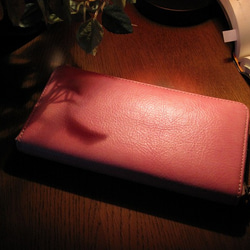 Real leather wallet/Kip leather/Pink 第1張的照片