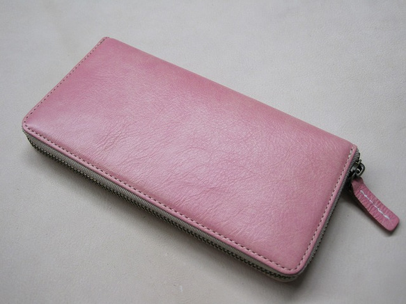 Real leather wallet/Kip leather/Pink 第2張的照片