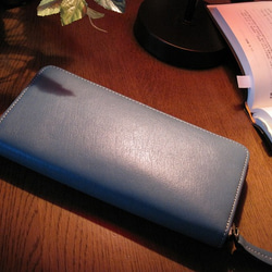 Real leather wallet/Kip leather/Sax 第1張的照片