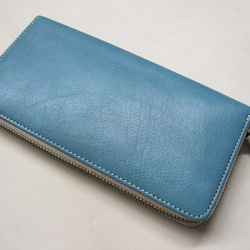 Real leather wallet/Kip leather/Sax 第2張的照片