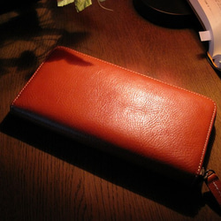 Real leather wallet/Kip leather/Orange 第1張的照片