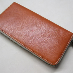 Real leather wallet/Kip leather/Orange 第2張的照片