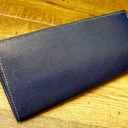 Real leather wallet/Embossing Kip leather/Navy 第1張的照片