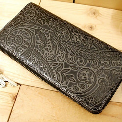 Real leather wallet/Embossing Steer leather/Paisley pattern 第1張的照片