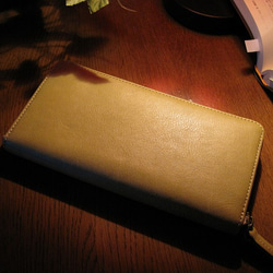 Real leather wallet/Kip leather/Green 第1張的照片