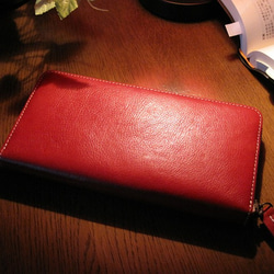 Real leather wallet/Kip leather/Red 第1張的照片