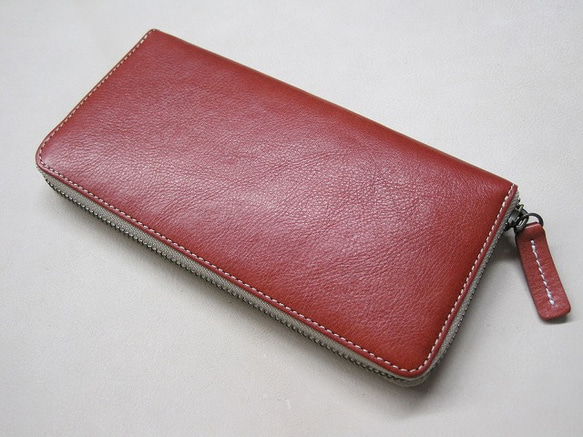 Real leather wallet/Kip leather/Red 第2張的照片