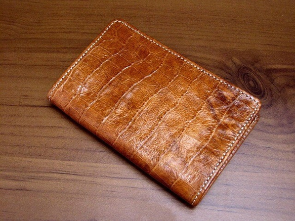 Real Goat leather card case/Embossing/Crocodile pattern 第1張的照片