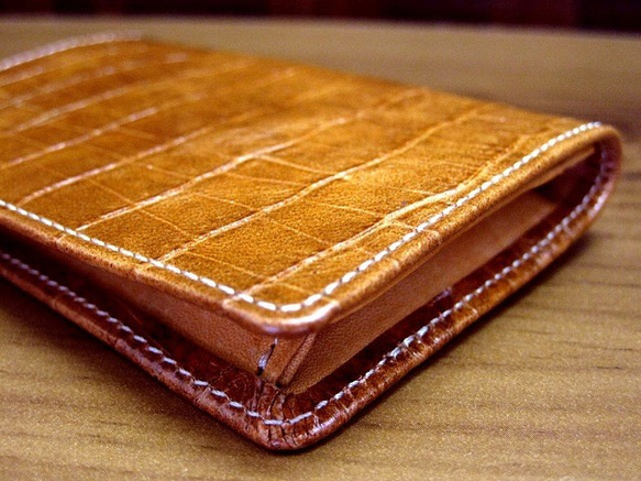 Real Goat leather card case/Embossing/Crocodile pattern 第3張的照片