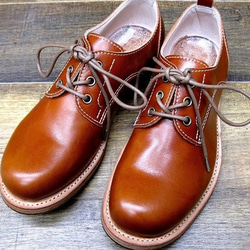 【展示品】本格派の本革靴 外羽短靴 オレンジブラウン 1枚目の画像
