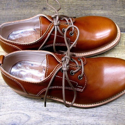 【展示品】本格派の本革靴 外羽短靴 オレンジブラウン 2枚目の画像
