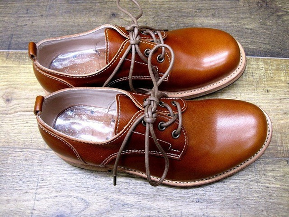 【展示品】本格派の本革靴 外羽短靴 オレンジブラウン 2枚目の画像