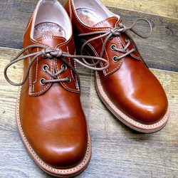 【展示品】本格派の本革靴 外羽短靴 オレンジブラウン 6枚目の画像