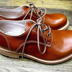 【展示品】本格派の本革靴 外羽短靴 オレンジブラウン 8枚目の画像
