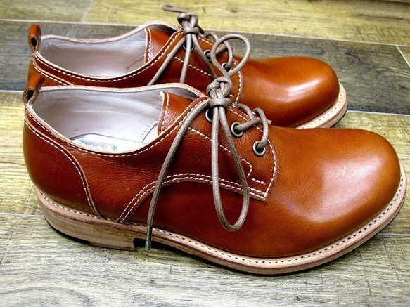 【展示品】本格派の本革靴 外羽短靴 オレンジブラウン 8枚目の画像