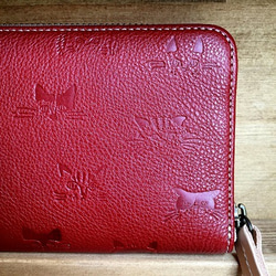 Real leather wallet/Embossing Leather/Kitten&Cat pattern 第3張的照片